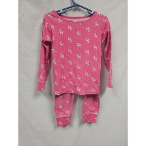 Carters Pajama Set Girls Size 5 Pink White Poodle Dog Long Sleeve Sleepwear